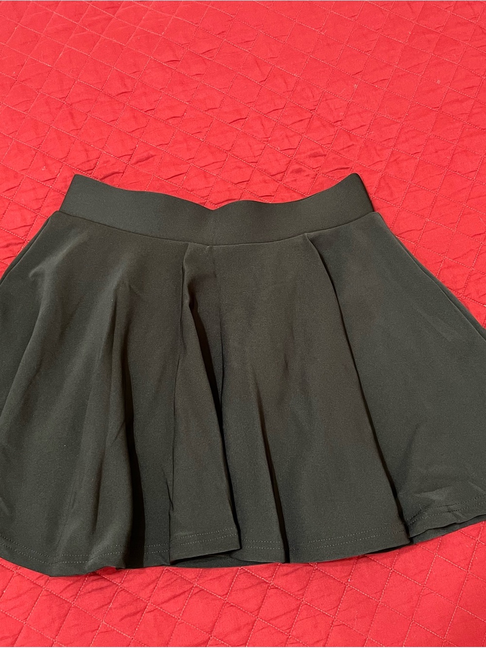 Black Circle Skater Skirt with Wide Waistband